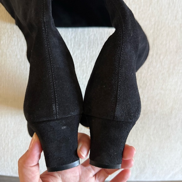 STAUD Wally Boots Black Suede Heeled Knee High Boots Size 38 - Picture 3 of 5